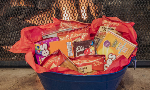 Lots of snacks in a basket