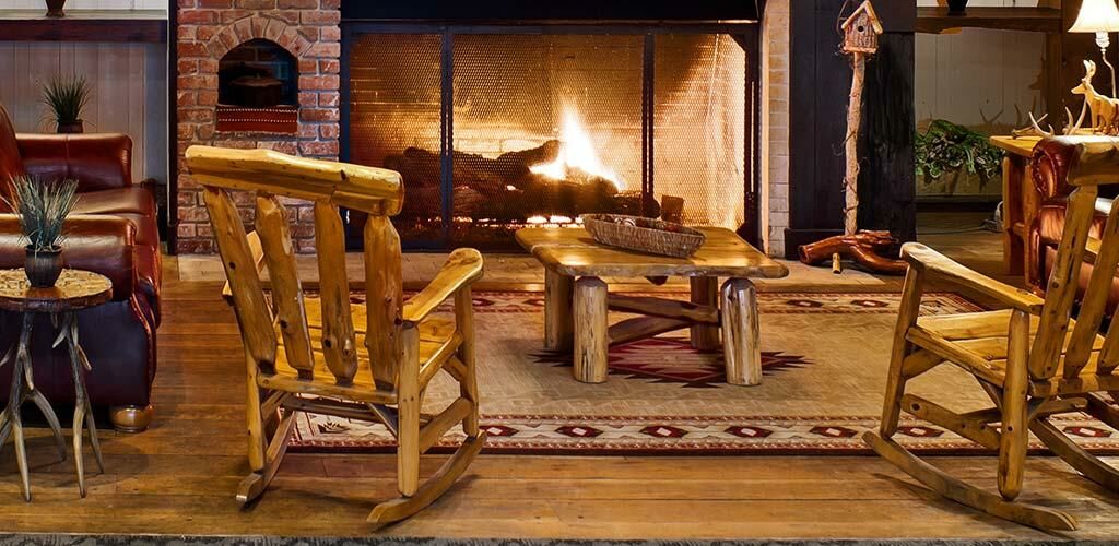 Shawnee Fireplace in a lodge
