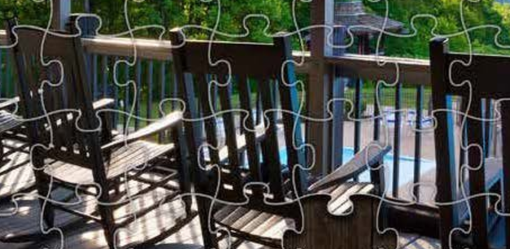 Puzzle of Shawnee Park balcony with chairs