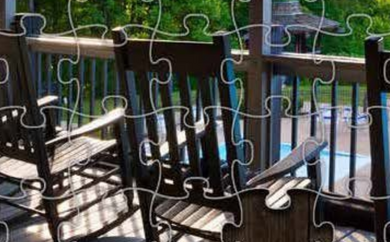 Puzzle of Shawnee Park balcony with chairs